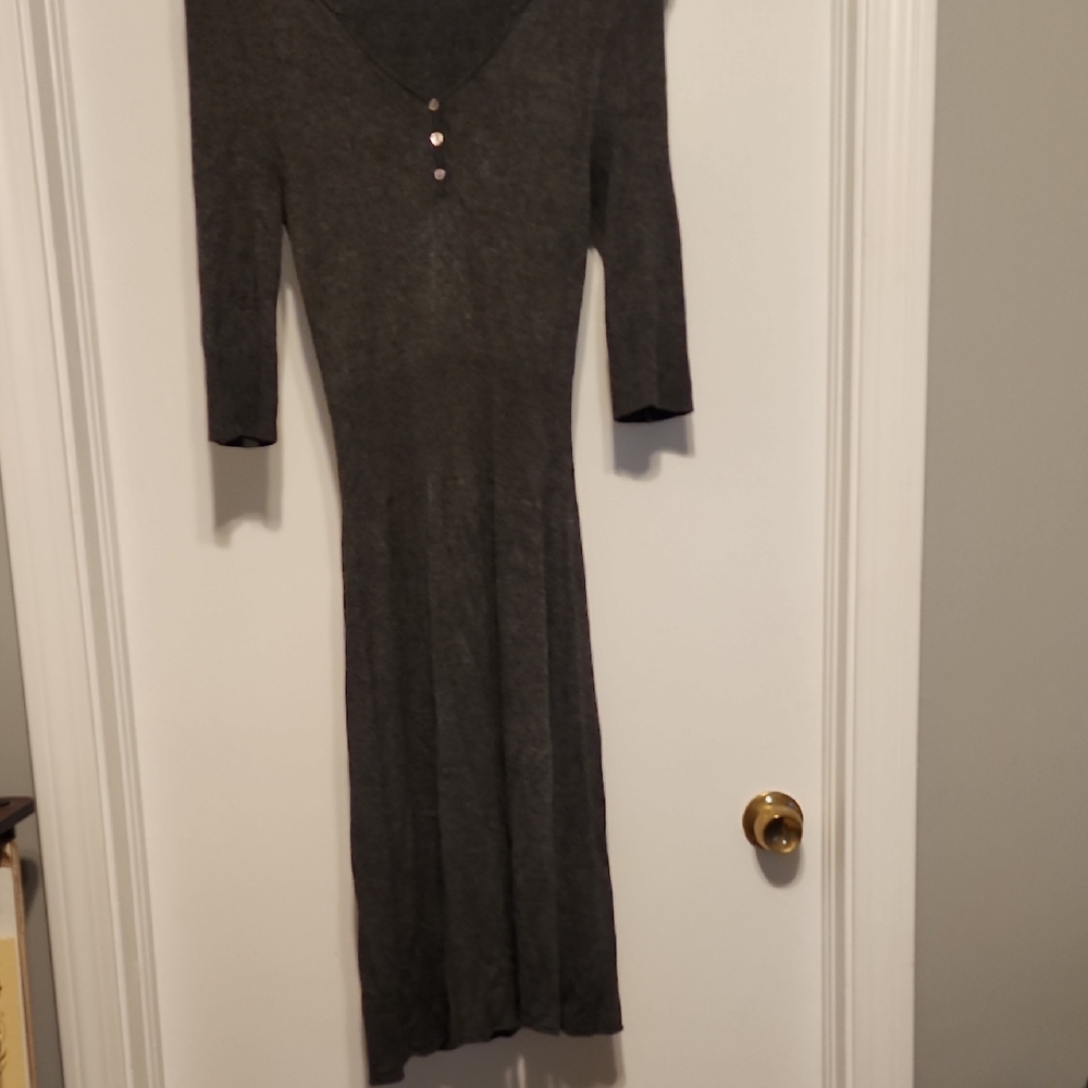 Kersh Gray Long Sleeve V-Neck Sheath Dress